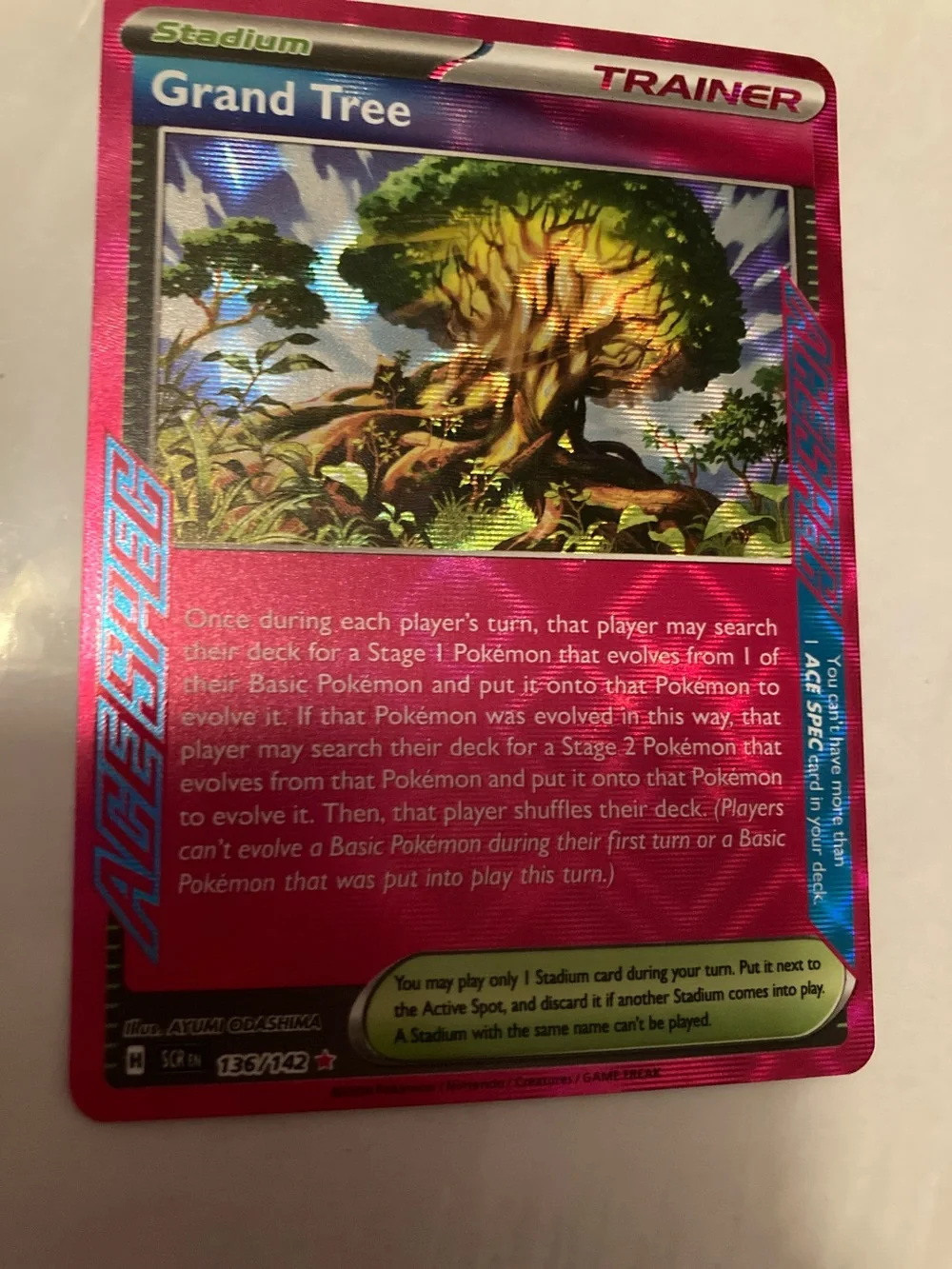 Pokemon Grand Tree Trainer Card Pink Foil